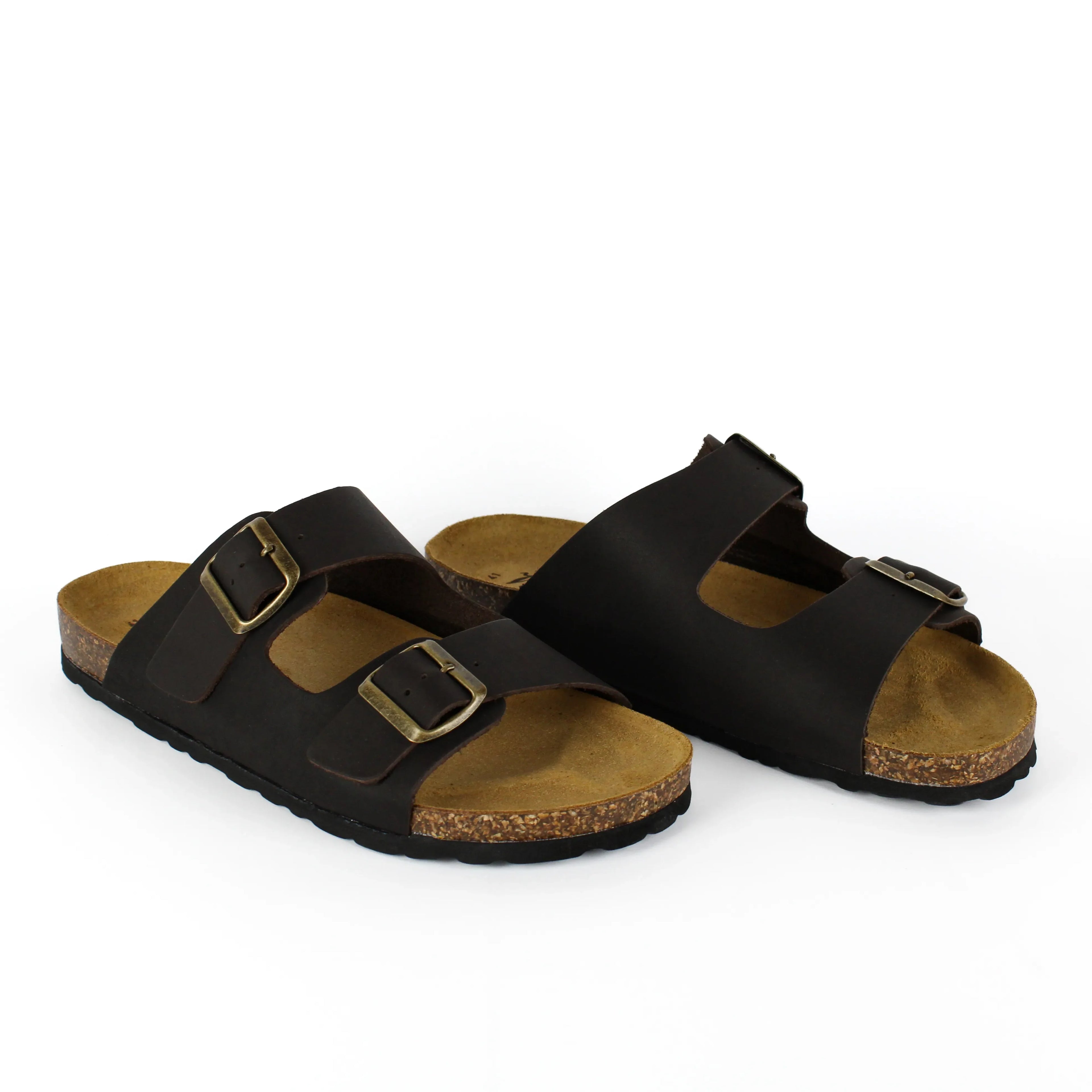 Sandalias Positano de Piel Auténtica Color Marrón Oscuro