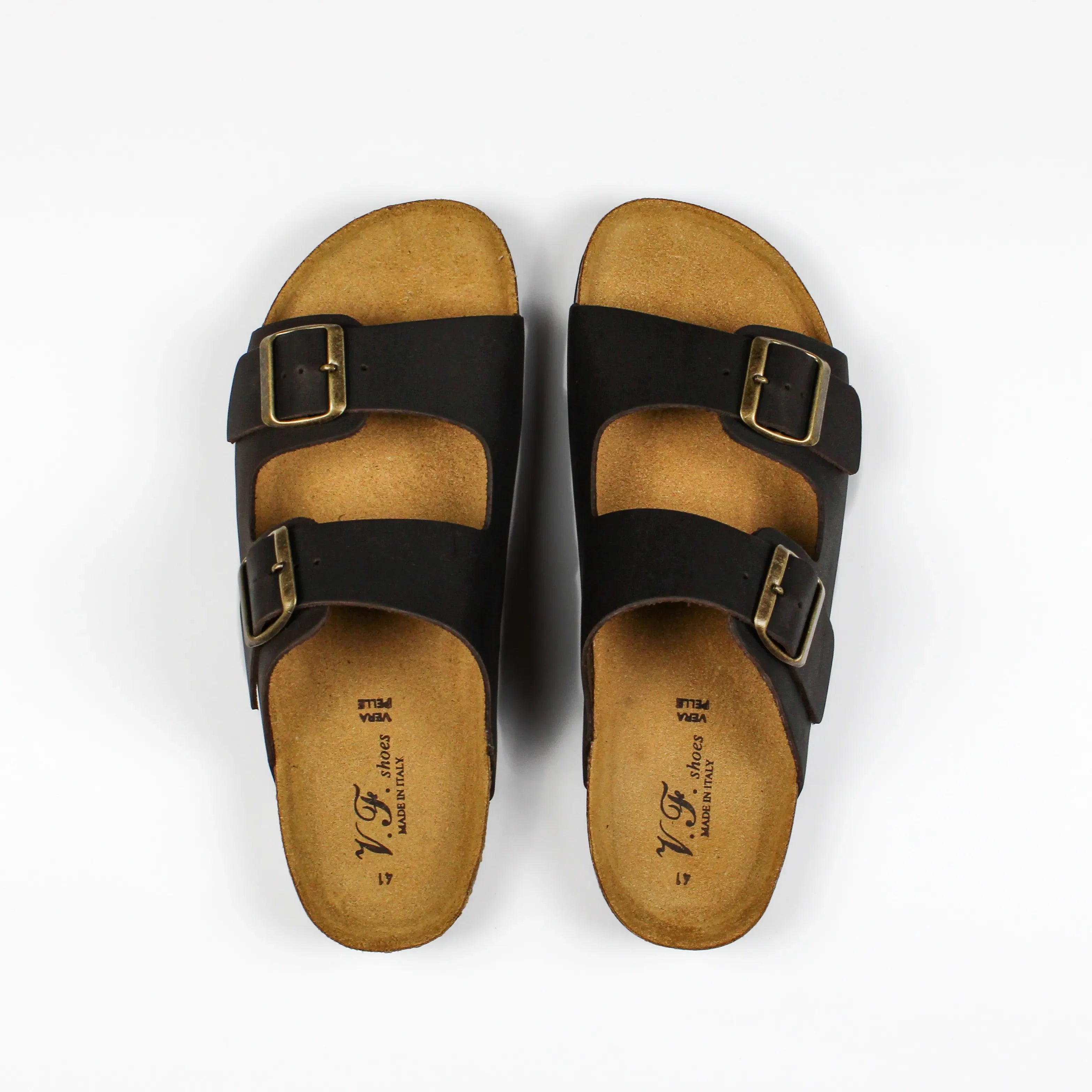 Sandalias Positano de Piel Auténtica Color Marrón Oscuro